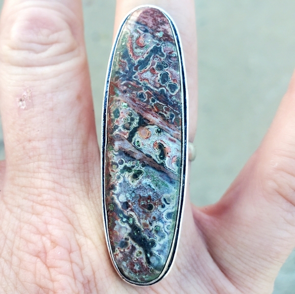 New Leopard Skin Jasper 925 Silver Statement Ring. - Picture 14 of 16